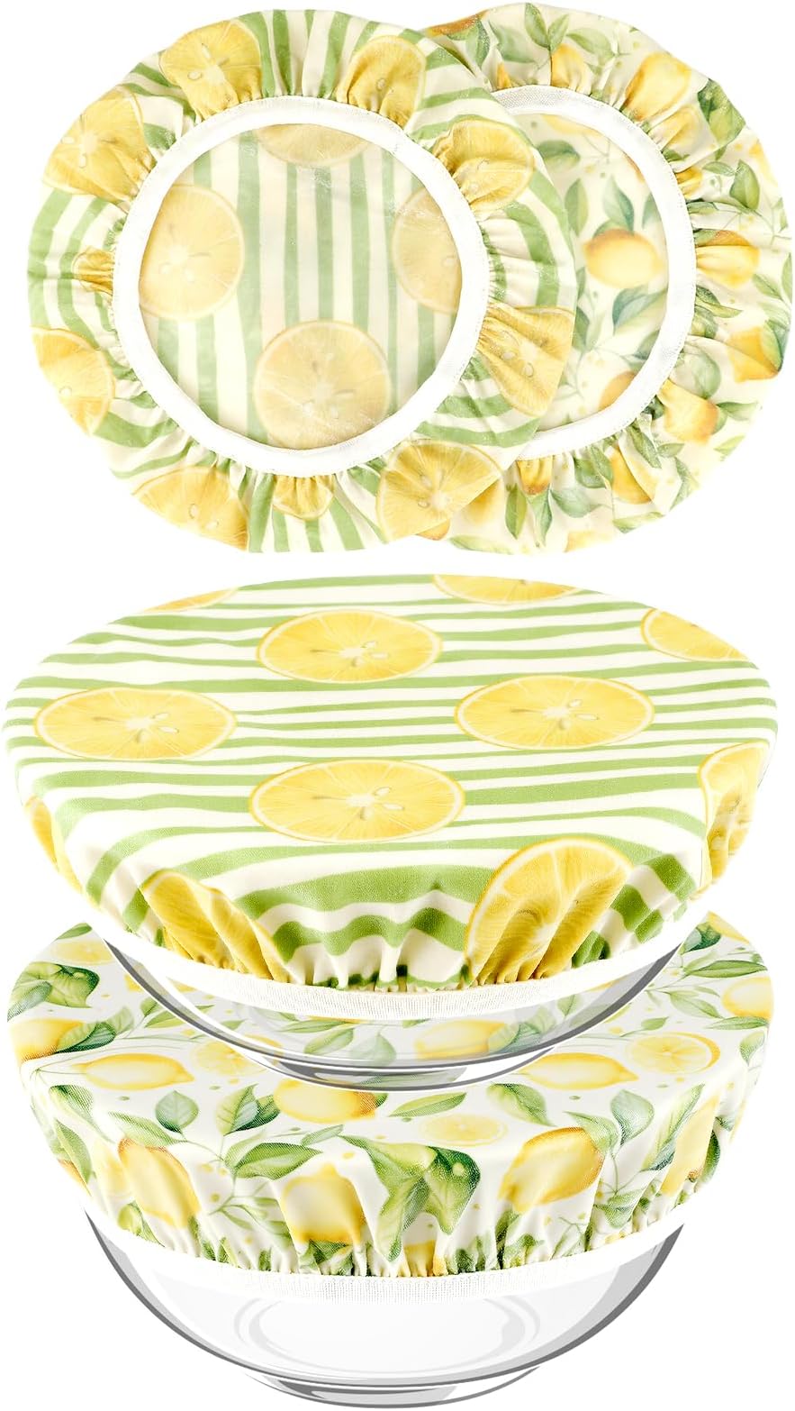 2PCS 10 Inch Bowl Covers for Bread Proofing, Reusable Bowl Covers, Cotton Beeswax Sourdough Covers for Proofing with Elastic Rim