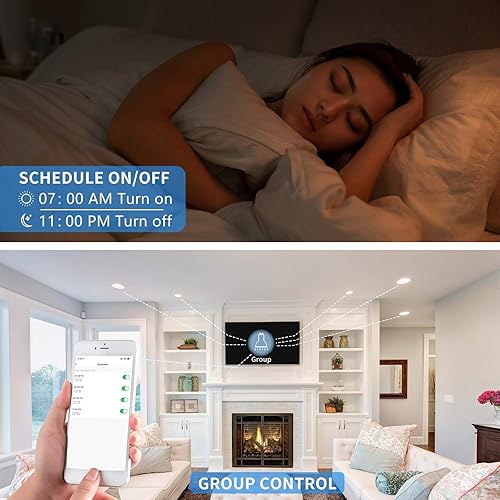 Miniatura 5 de 5 W  40 W, bombilla LED inteligente, forma de globo A15, compatible con Alexa, Google Home, E12, regulable, WiFi, cambio de color, blanco