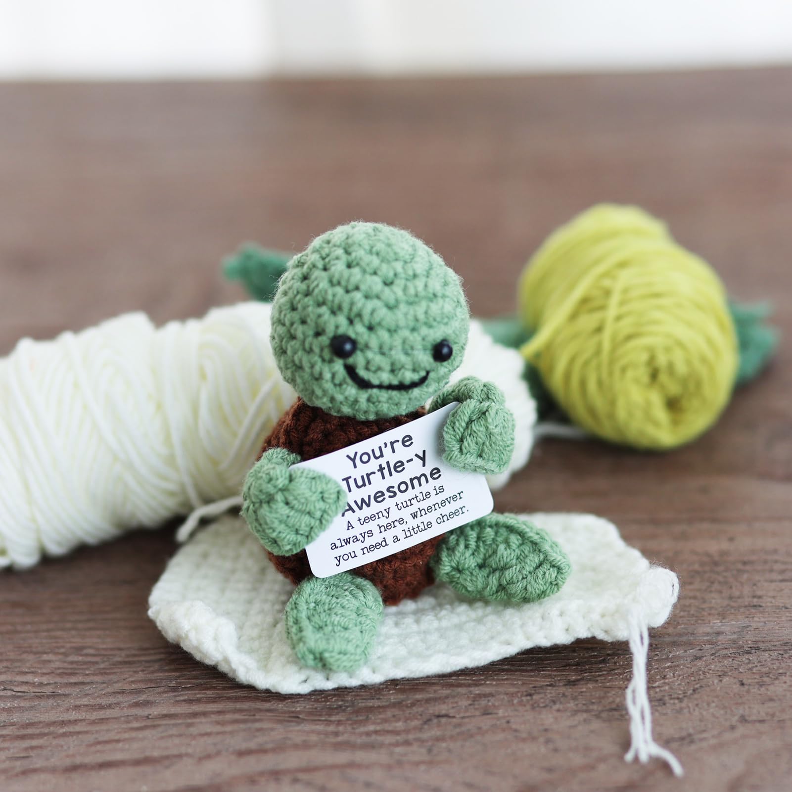 Handmade Crochet Turtle & Crab Plushies - Positive Emotional Support Gift Set With Encouragement Cards For Women, Birthday, Mother's Day