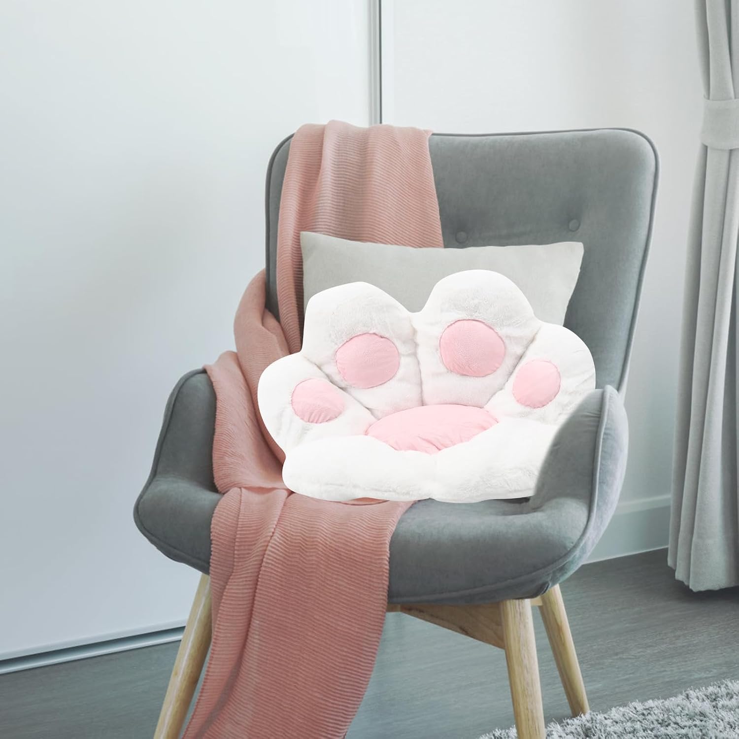 VOSAREA Cat Paw Chair Pad Plush Cotton Cushion for Kitchen Chairs