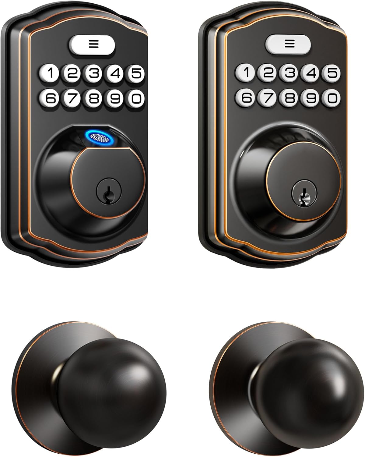 Veise KS02C and KS01C Door Lock with 2 Door Knobs Set Bundle