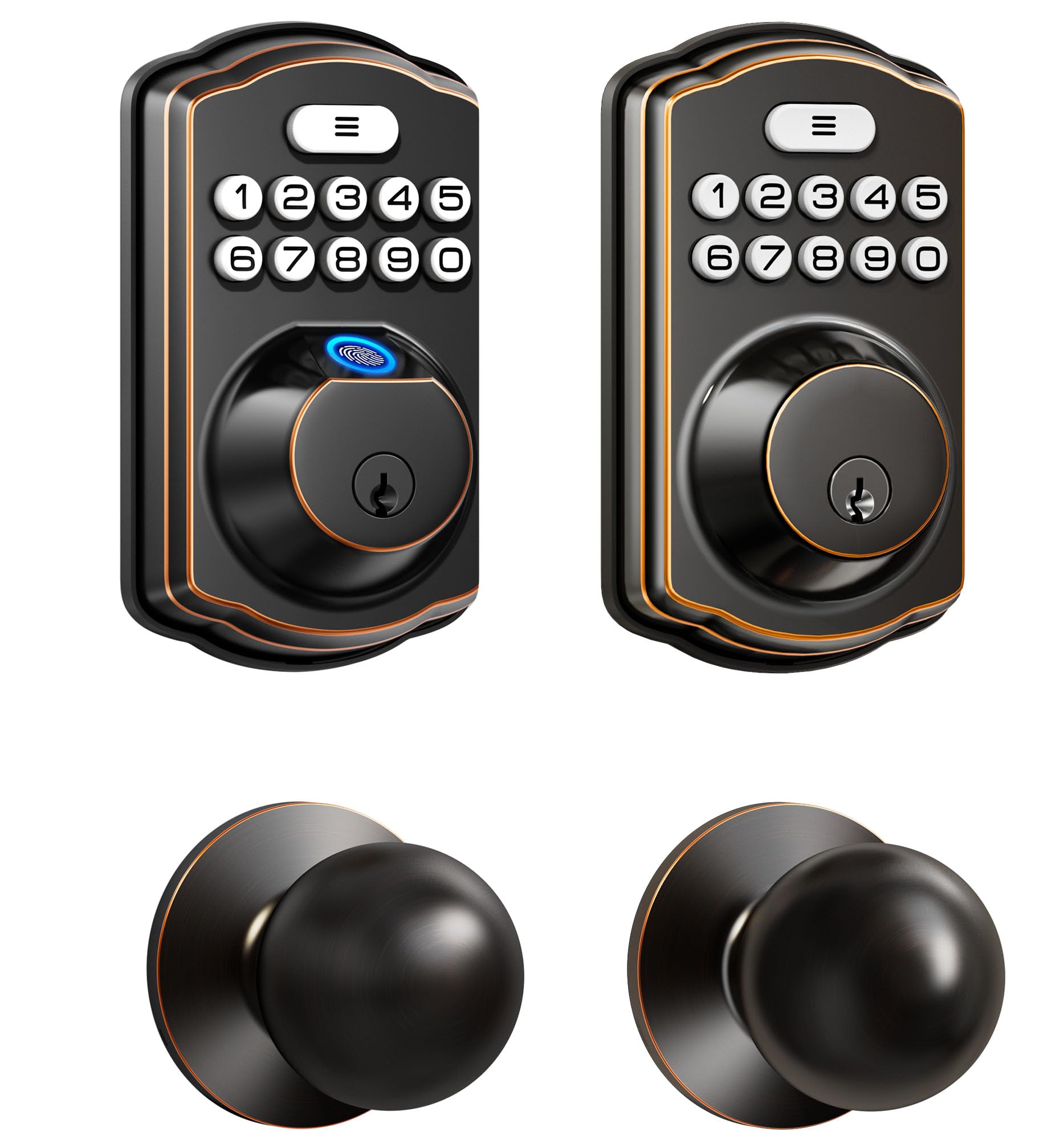 Veise KS02C and 01C Keyless Door Lock with Door Knobs Oil-Rubbed Bronze