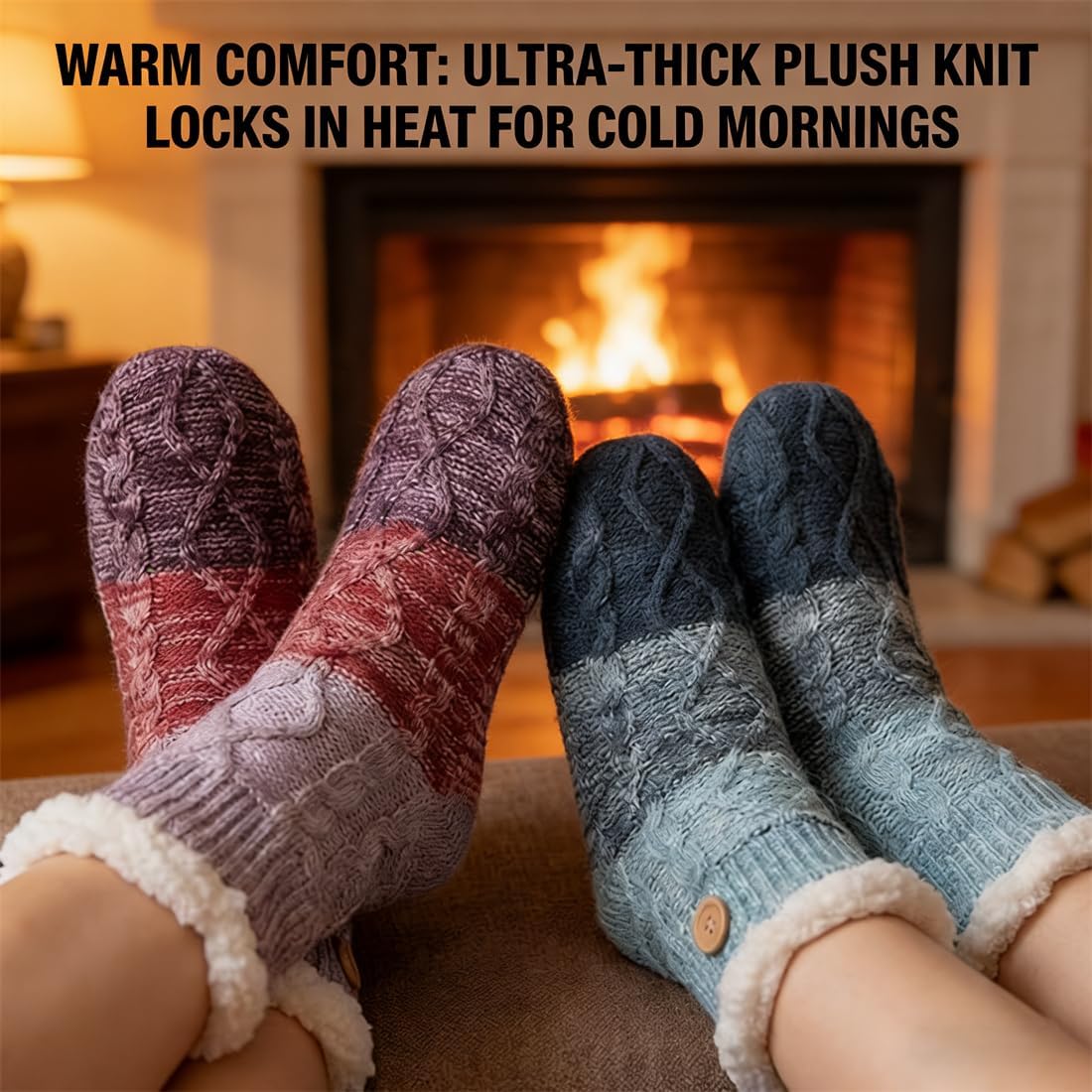 Knitted Ultra-Thick Slipper Home Socks, Winter Non Slip Thick Fuzzy Socks, Warm Sock for Extreme Cold Weather