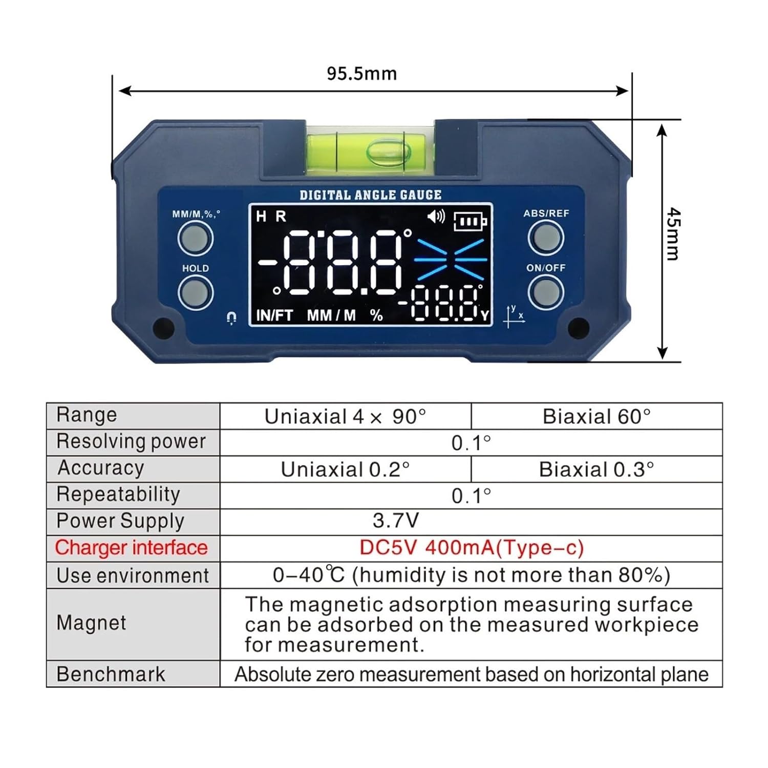 Mini Magnetic Flap Level Gauge with Bubble Level