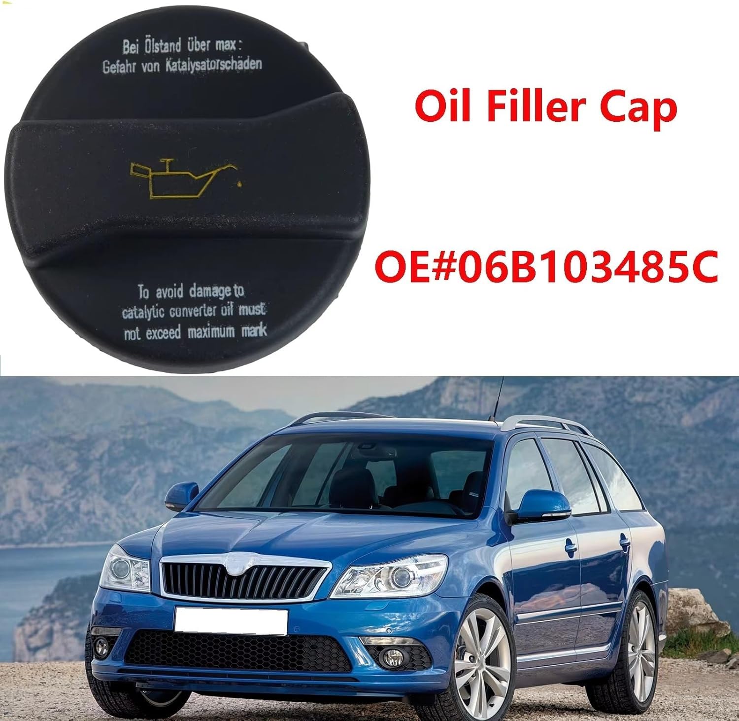 Engine Oil Cap For Skoda For Superb 2002 2003 2004 2005 2006 2007 2008 2009 2010 2011 2012 2013 2014 Car Engine Oil Filler Cap Fuel Tank Cover 06B103485C