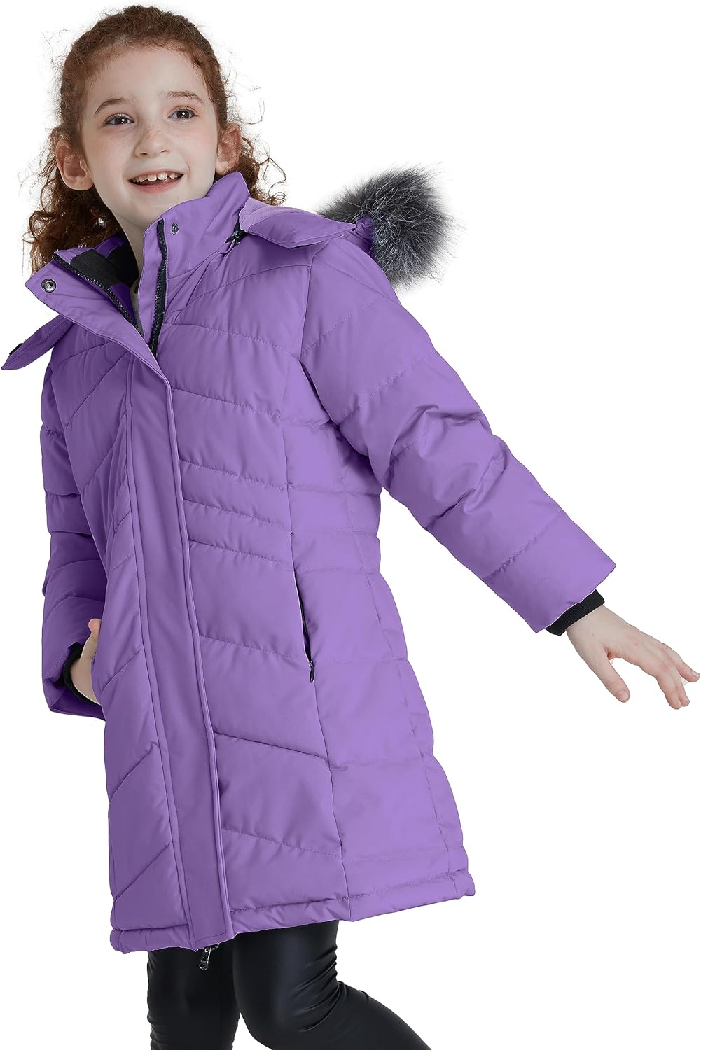 ZSHOW Girls' Winter Coat Insulated Long Quilted Puffer Jacket Warm Hooded Parka Snow Coats - Image 3