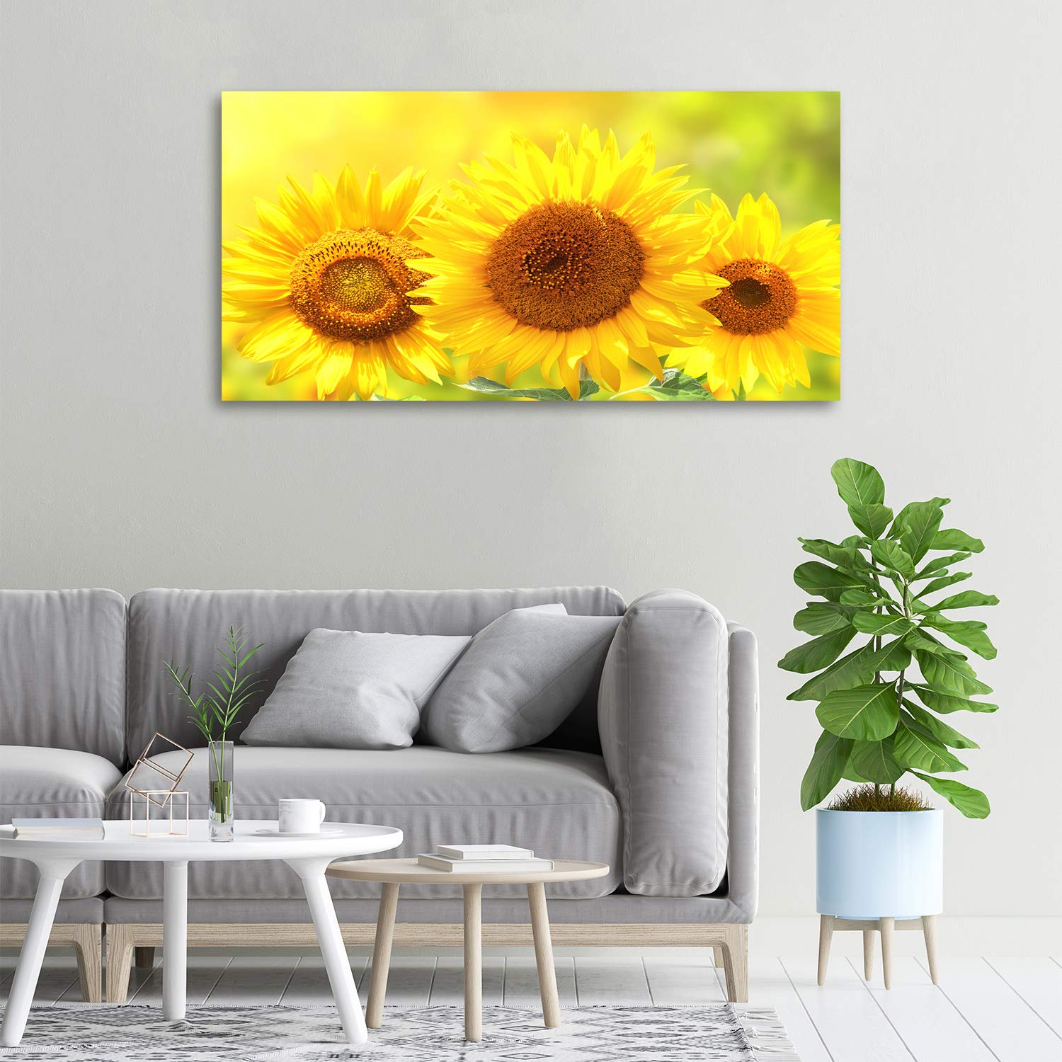 Tulup Cuadro en Lienzo - 100x50cm - Pintura - impresión Decorativa para la Pared - Imagen Decorativa - Impresión de Lienzo - Flores y Plantas - Girasoles