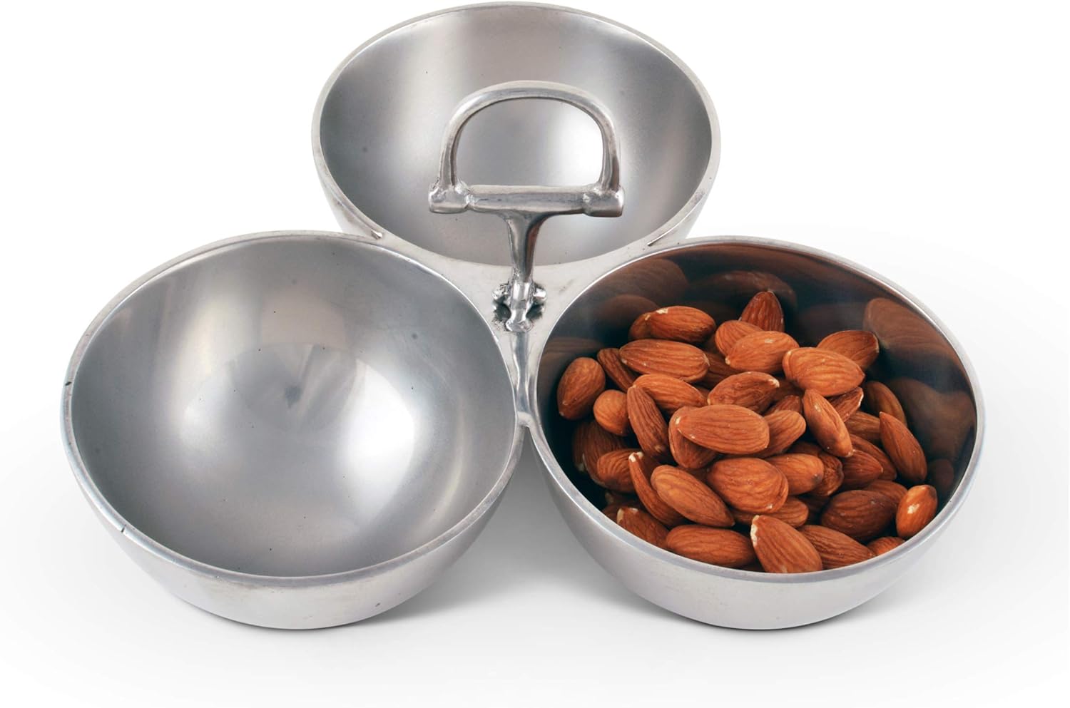 Arthur Court Equestrian Horse 3 Bowl Nut Snacks Candy Dish Bowl Ensemble - Cast Aluminum Hand Polished 5.5 inch Tall x 9 inch Wide