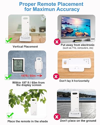 Miniatura 2 de Termómetro para interiores y exteriores, monitor de humedad, higrómetro digital inalámbrico con retroiluminación LCD de pantalla táctil, resistente
