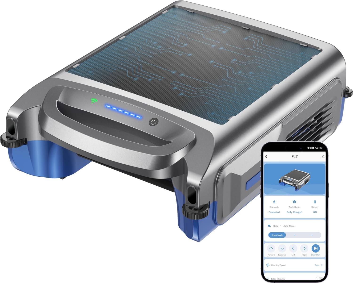2026 New V1T Solar Pool Skimmer, Robotic Pool Surface Skimmer Cleaner with App Control -24/7 Continuous Cleaning Smart Obstacle Avoidance Dual Charging Options Ideal for Above Ground Pool
