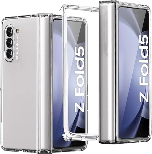 NINKI Funda transparente compatible con Samsung Z Fold 5 transparente con protector de pantalla, cuerpo completo, a prueba de golpes, protección de