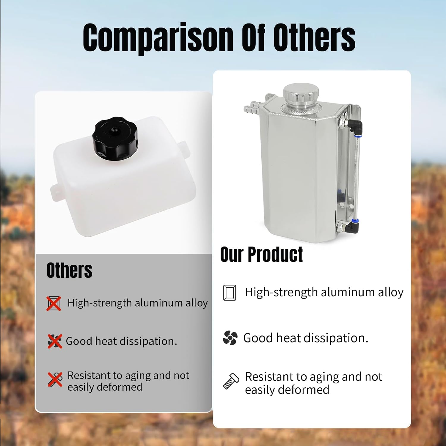 Universal 2L Aluminium Alloy Coolant Radiator Overflow Tank Engine Oil Catch Can Expansion Tank Reservoir Silver