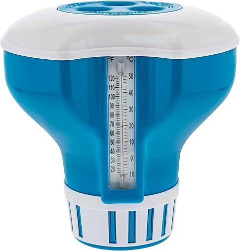 U.S. Pool Supply Dispensador de cloro flotante grande para piscina con termómetro de 120  F, 7 pulgadas de diámetro, capacidad para tabletas de 3