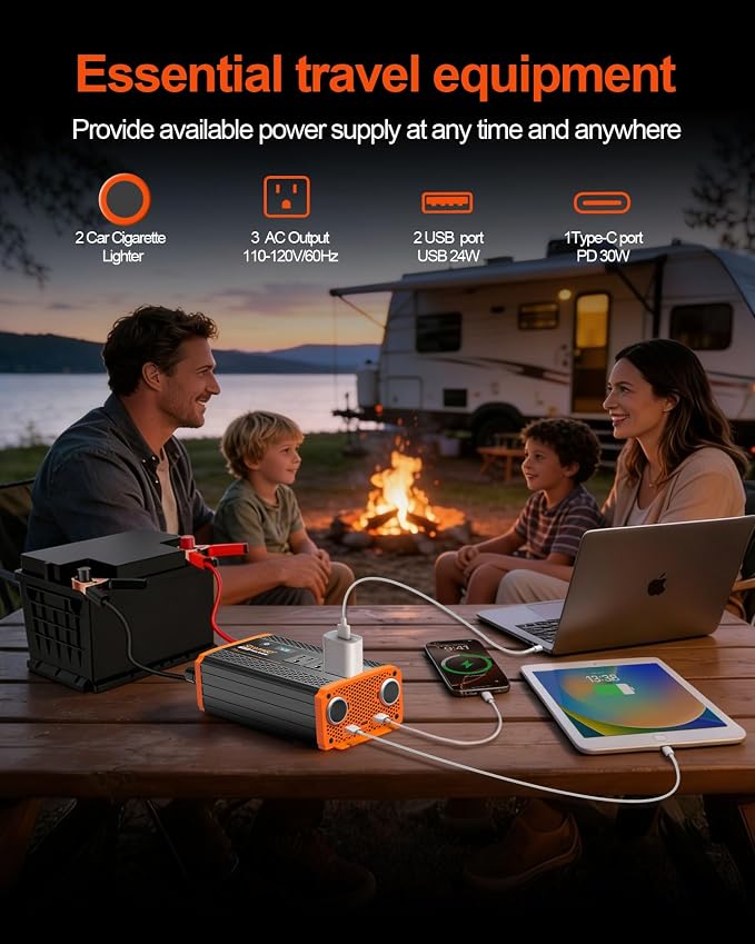 Inversor de corriente 1000W para vehículo 12V a 110V/120V miniatura 5