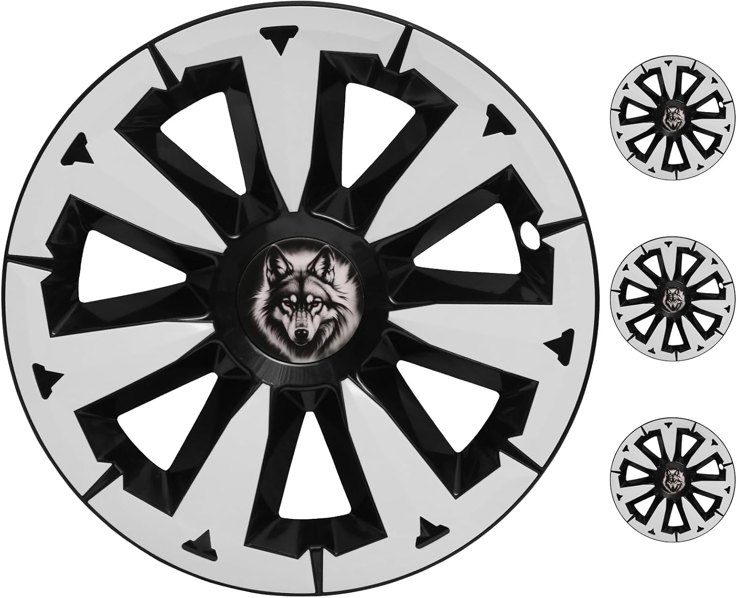 pensun 19 inch wheel covers fit for tesla model y hubcaps with full rim protection, sport abs wheel covers compatible with tesla model y accessories 2019-2024 (blade style (wolf) - white) blade style (wolf) - white 19 inch