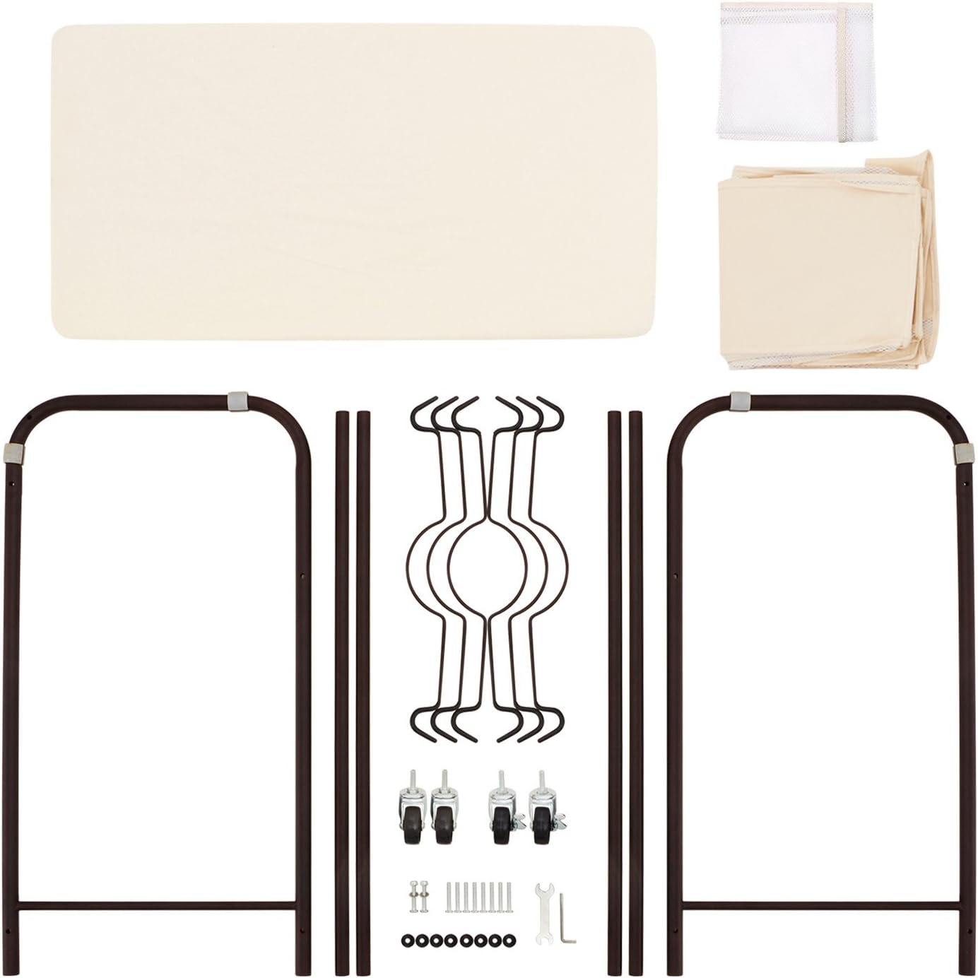 Up To 50% OFF Ollieroo Classic Rolling Laundry Sorter Cart Heavy Duty 3 Bags Laundry Hamper Sorter with Ironing Board (Beige)