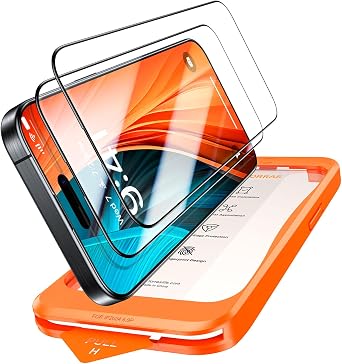 TORRAS GlassGo Ultra For iPhone 15 Pro Glass Film, Aerospace Material, US Military MIL Standard, 9H+ Hardness, Full Protection, Ultra Thin Bezel, Round Edge, Super Easy to Apply, Just One Pull, Guide