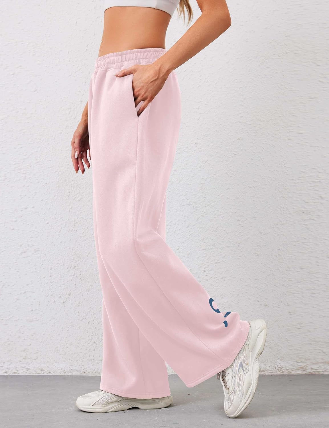 Livtany Women’s Straight Leg Graphic Bow Print Sweatpants Wide Leg Elastic Waistband Lounge Pant Lounge Joggers with Pockets