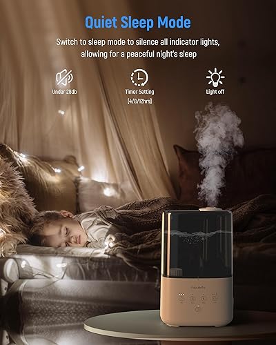 Miniatura 5 de FABULETTA Humidificadores para dormitorio, humidificador de niebla cálida y fría, gran habitación para el hogar, humidificador de aire de llenado