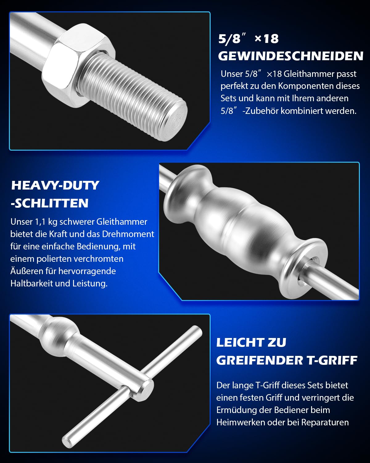 Orion Motor Tech Radnabenabzieher Radlager Abzieher, Radlagerwerkzeug mit Gleithammer 4 Loch 3 Adapter, Innendurchmesser von 1 bis 2-7/8" für Auto Radnaben, Achsen, Öldichtungen, Buchsen