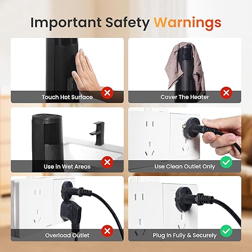 Miniatura 9 de Calentadores inteligentes de cerámica PTC de 1500 W para uso en interiores, calentador portátil con control remoto y aplicación para habitaciones