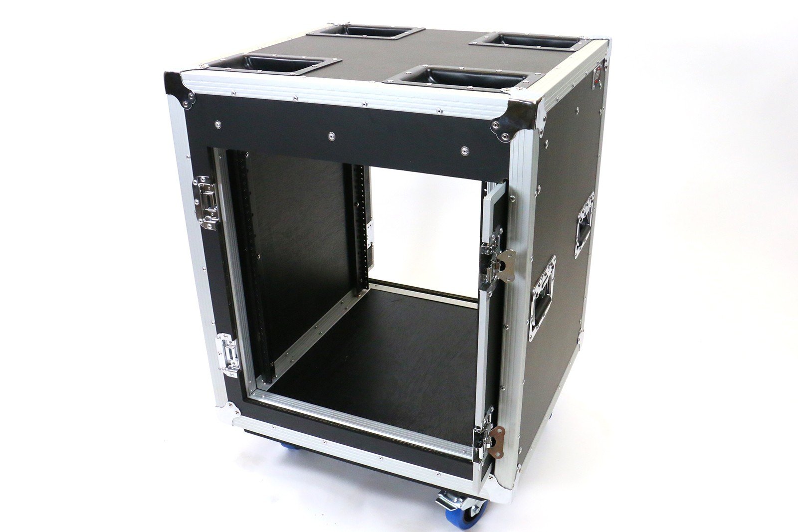 OSP Cases | ATA Road Case | Tour-Ready Shock Mount | 12-Space Shock Rack with Pocket Doors | TR12U-20-SR-PD