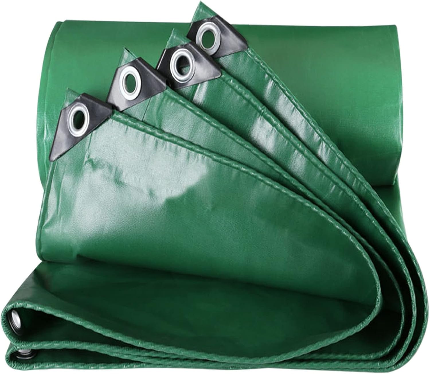 Green Heavy Duty Waterproof Tarpaulin Strong Ground Sheet Cover Tarp 0.4mm Thick Multipurpose Tarp Tent Metal Eyelets with Reinforced Grommets (Size:1x1m)