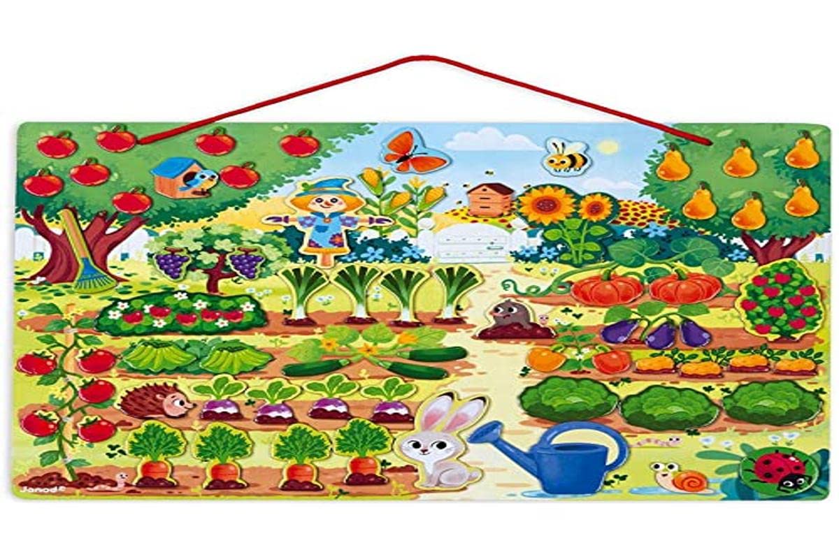 JanodMy Magnetic Garden - Wooden Early Learning Educational Toy - 70 Magnets Included - Ages 3 and Up, J05463