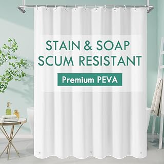 MitoVilla White PEVA Shower Curtain Liner 72x72 Waterproof with Weighted Magnets - Hotel Quality Easy Clean Bathroom Liner