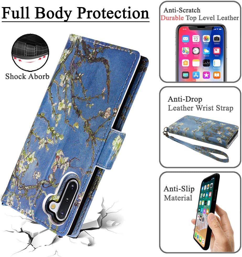 Mefon Galaxy Note 10 Wallet Case Detachable, Wireless Charging Compatible, Durable Slim, Magnetic Detachable Flip Cover Leather Folio Phone Cases for Samsung Galaxy Note 10 5G 6.3" (Blossom)