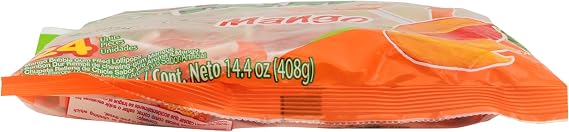 Colombina Bon Bon Bum Lollipops w/Bubble Gum Center, Mango Flavor, Individually Wrapped, Ideal for Party Favors and Gifts, 1 Pack (24 Count)