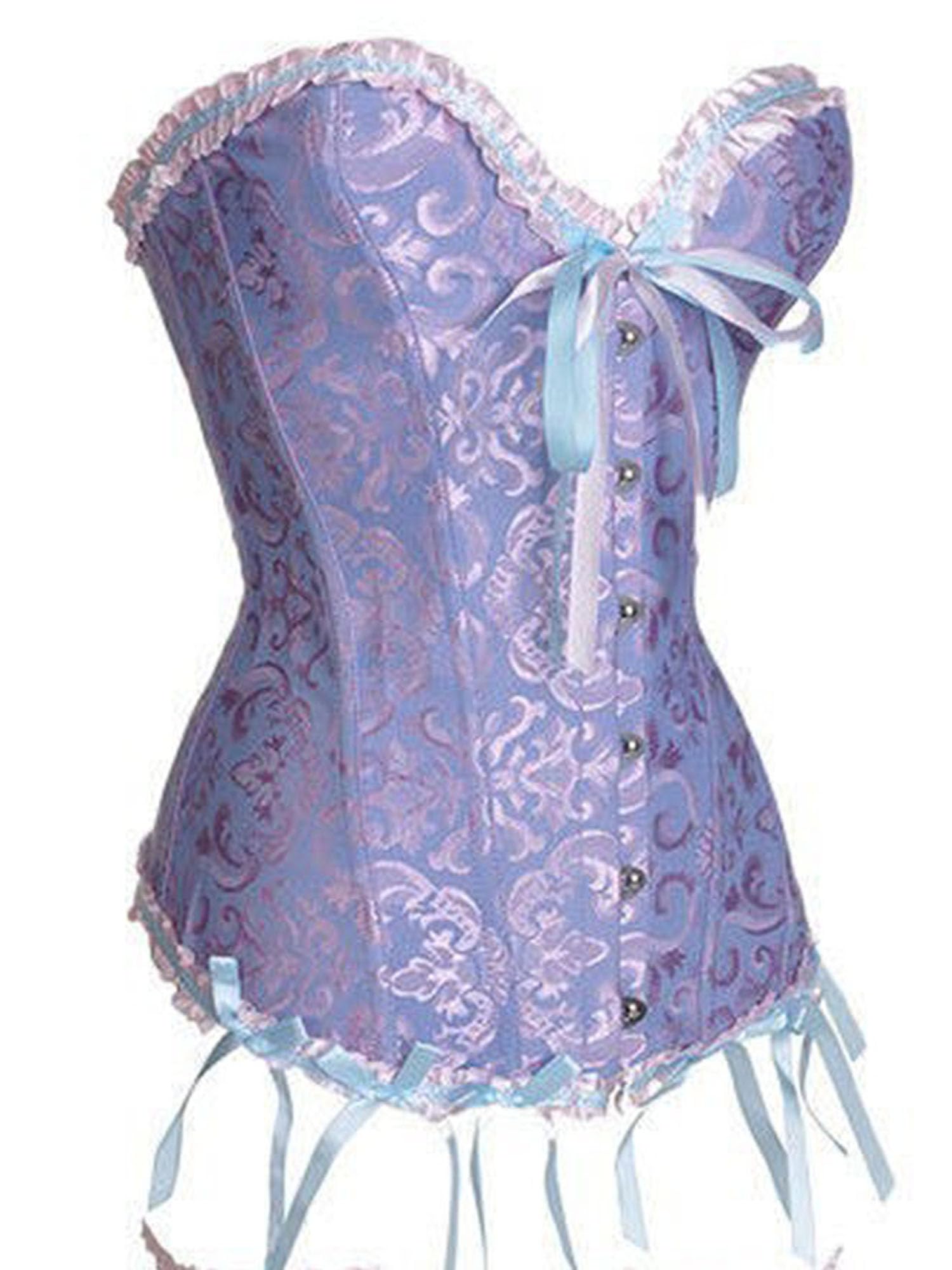 LSFYSZD Women's Lace Up Boned Overbust Corset Bustier Lingerie Bodyshaper Top Plus Size