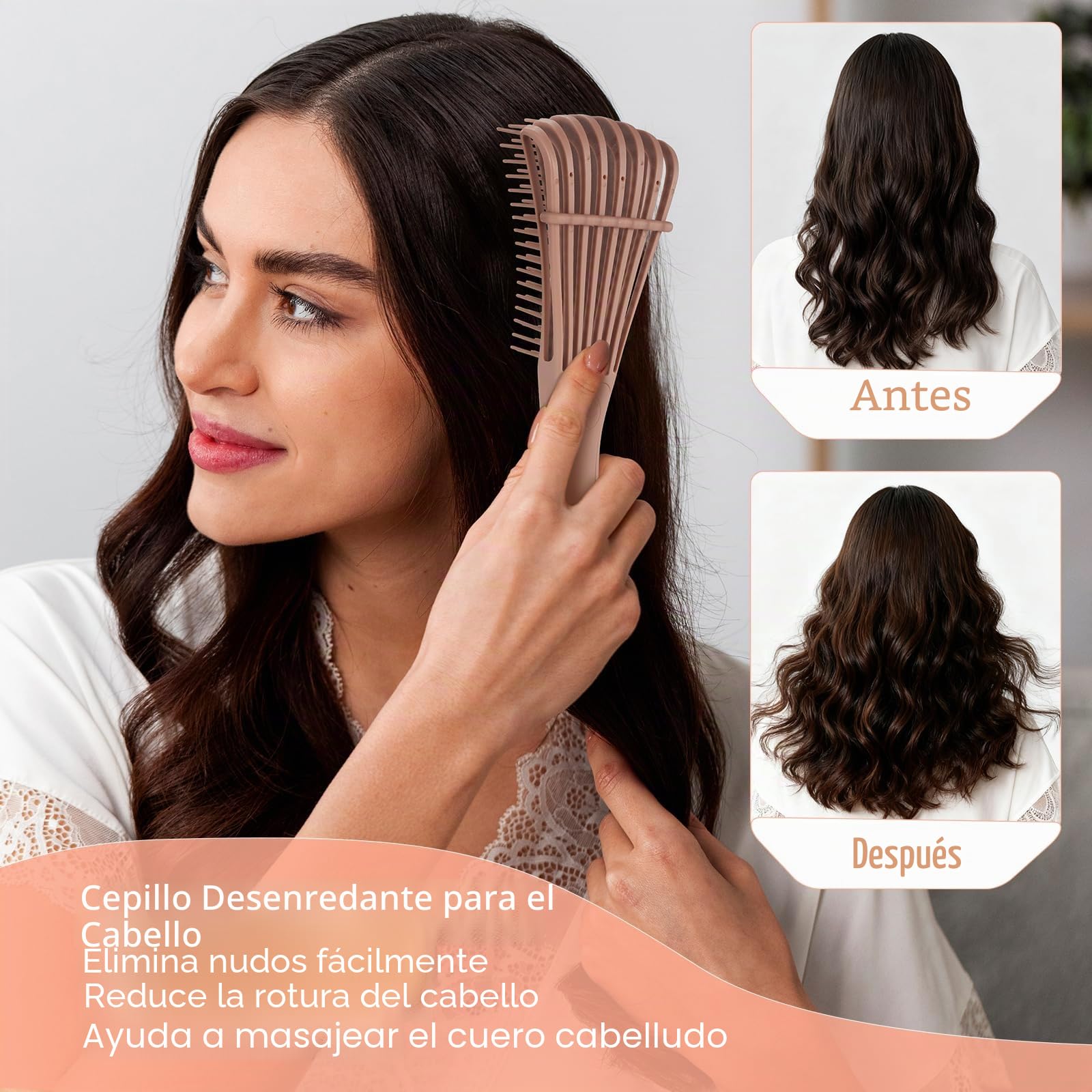 Cepillo para el cabello con botella de spray para el cabello de 200 ml, cepillo desenredante para cabello natural para cabello afro 3a a 4c, cabello rizado, ondulado y rizado (terracota)