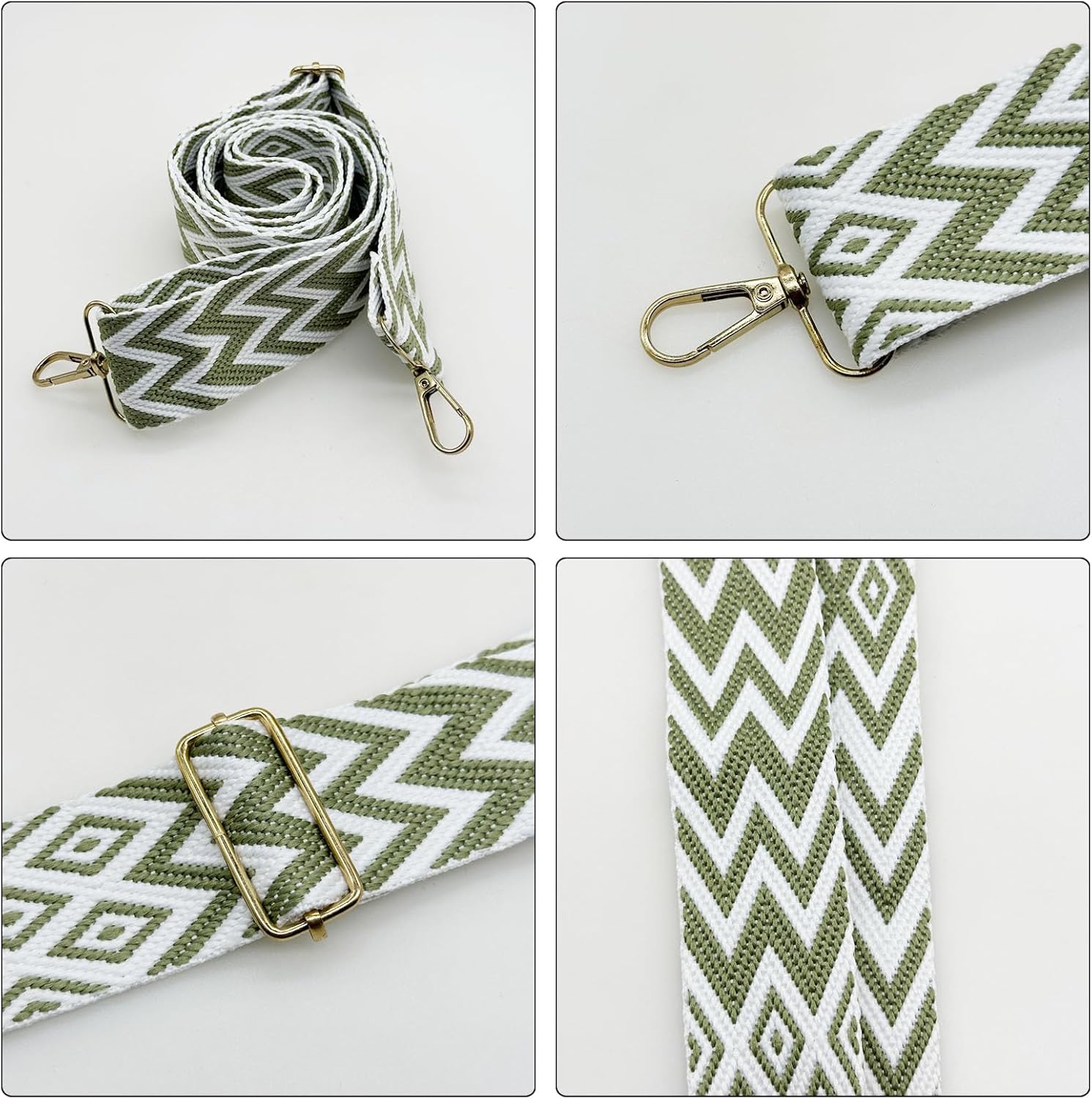 2 PCS Wide Adjustable Should Strap Replacement Purse Strap for Crossbody Bags, Canvas Handbags, 3.8cm, Light Green