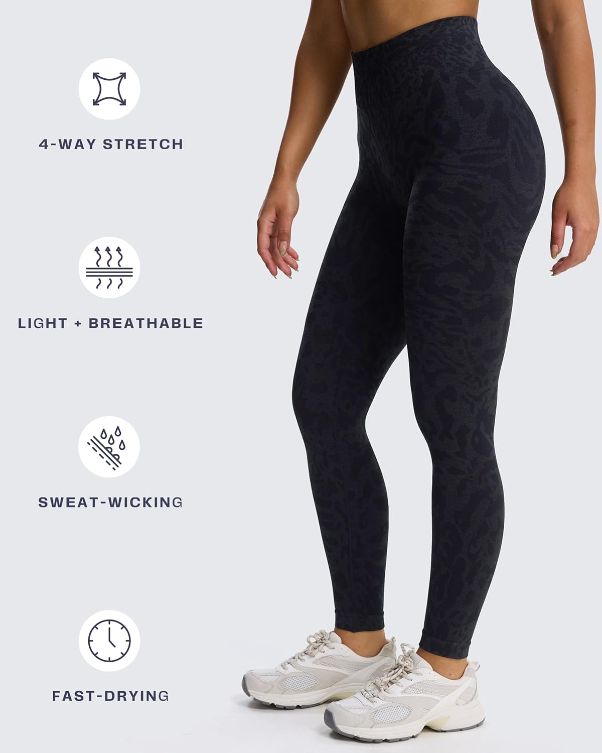 Aoxjox Women's High Waist Seamless Camo Scrunch Legging Knit Workout Yoga Pants 23" - Image 5