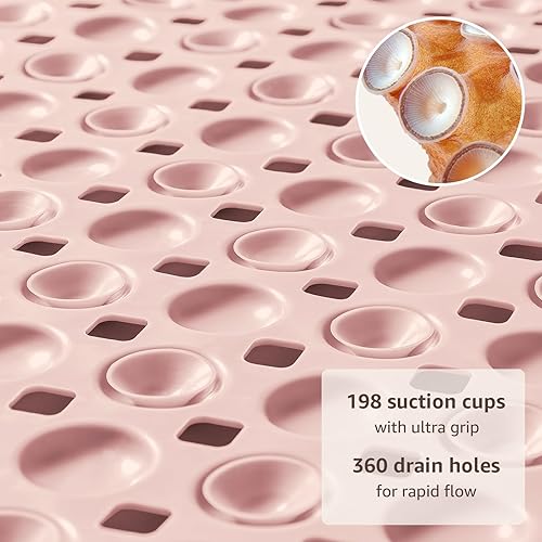 Miniatura 18 de OTHWAY Tapete de ducha antideslizante para bañera para el interior, con ventosas y agujeros de drenaje para limpiar los pies, lavable a máquina