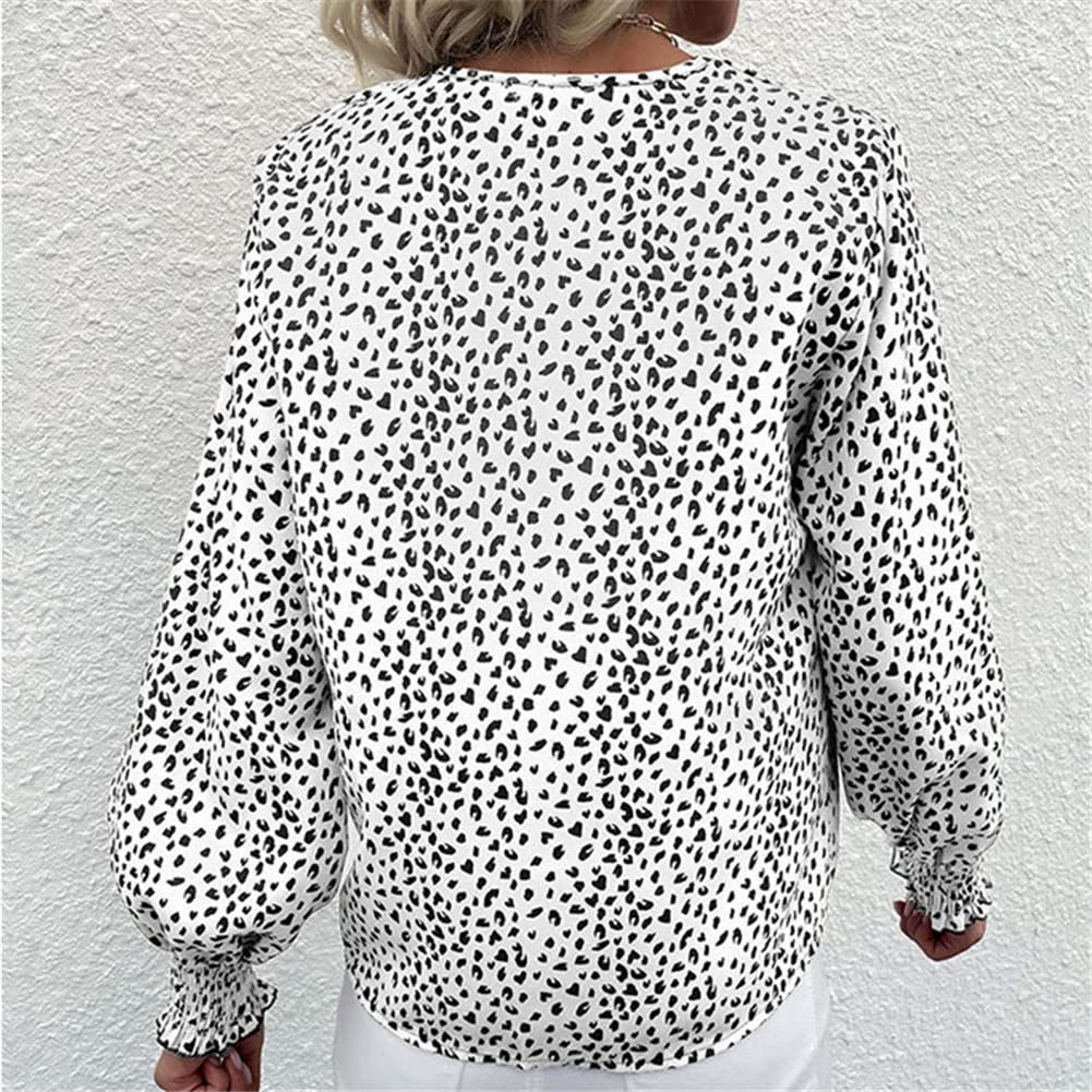 Youllyuu Camicetta da donna con stampa leopardata Casual scollo a V Camicia Vintage Manica lunga Camicie