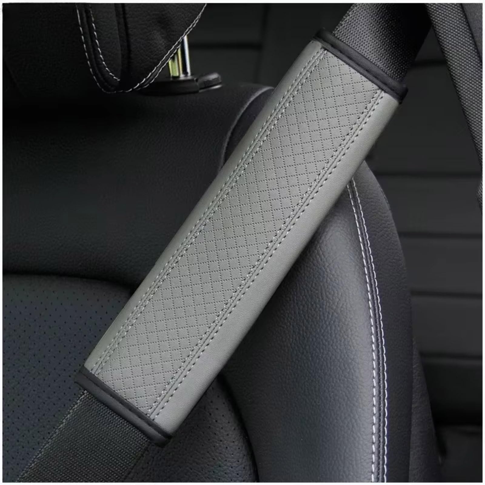 Car Seatbelt Cover Shoulder Pad for Hyundai Grand Santafe 2013-2017, Breathable Mesh Fabric No Scratch Seat Belt Cover Soft and Comfortable,Grey