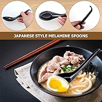Vista 4 de DOERDO 6 cucharas de sopa de estilo japonés, cucharas de sopa asiáticas chinas con mango largo para mezclar cocina, hornear, cocinar, negro