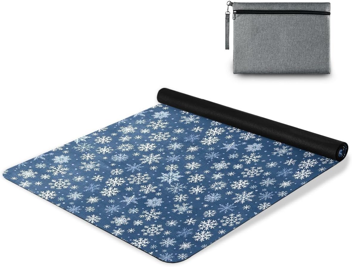 ALAZA White Snowflakes Pattern Yoga Mat Non Slip Fitness Exercise Mat, Workout Mat for Yoga, Pilates and Floor Exercises