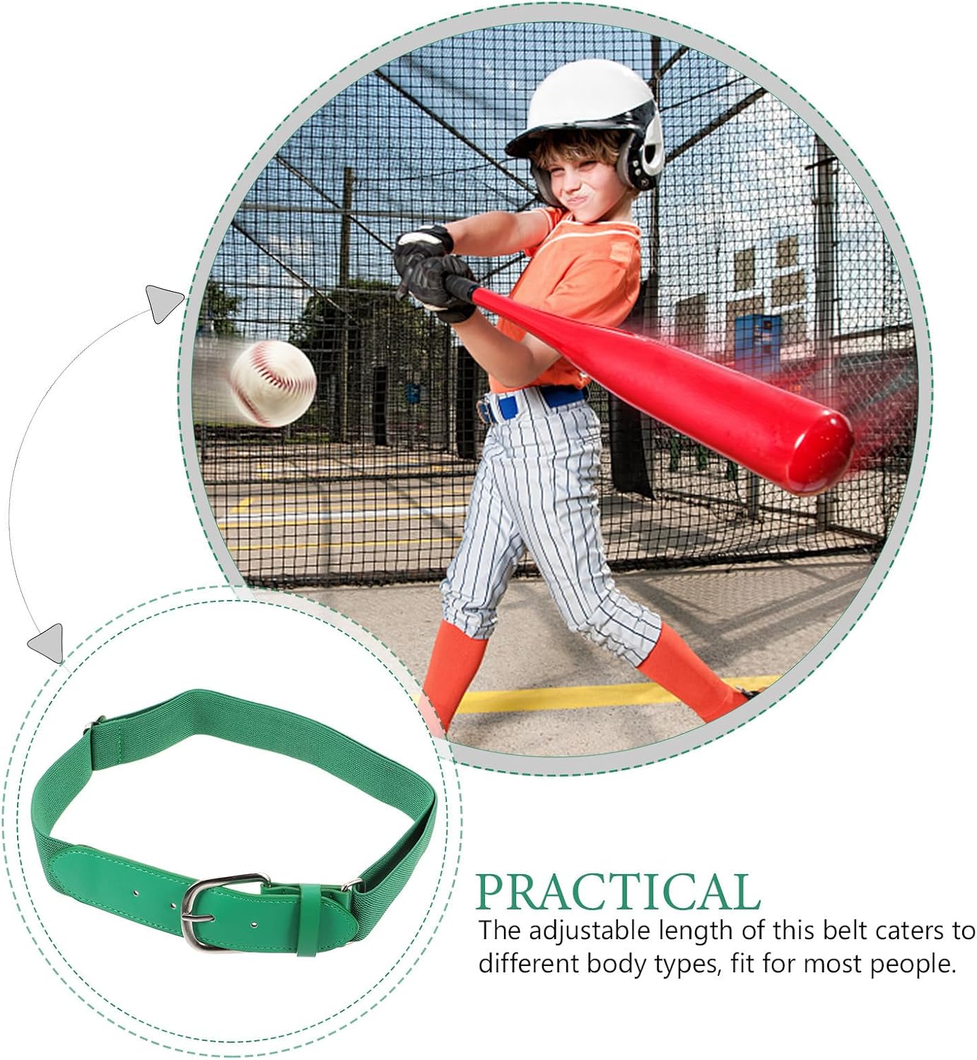 KOMBIUDA Baseball Belt Elastic Stretch Waistband Softball Belt for Men and Women Outdoor Sports Adjustable for Youth and Adults