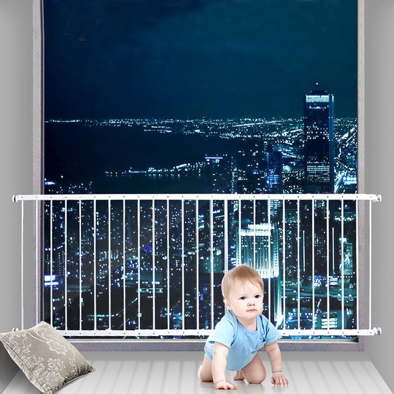 Fairy Baby Window Guards for Children, Adjustable 61.4" - 86.6" Wide Child Safety Window Guard Prevents Accidental Falls, Home Security Childproof Interior Bar Guard for Windows (White, 3 Panels)