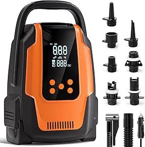 Electric Paddle Board Pump, 50PSI High Pressure Portable SUP Air Pump with Auto-Off and Deflation Function, 12V DC Car Connector for Stand Up Paddle Boards, Car Tires, Boats, Kayaks