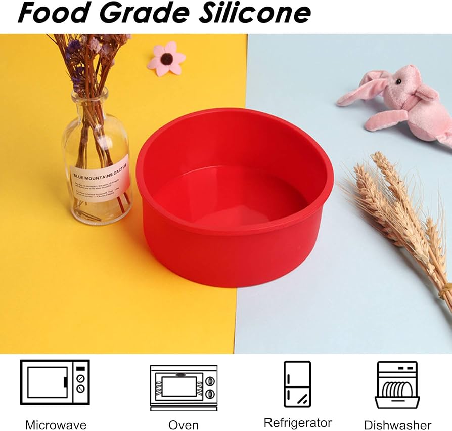 DecorDwell 3 Pezzi Stampo Rotondo per Torta, Set di Tortiere Rotonde in Silicone Alimentare, Stampo da Forno in Silicone Antiaderente, Stampo per Torta per Torte, Cheesecake, Pane (10+15+20cm
