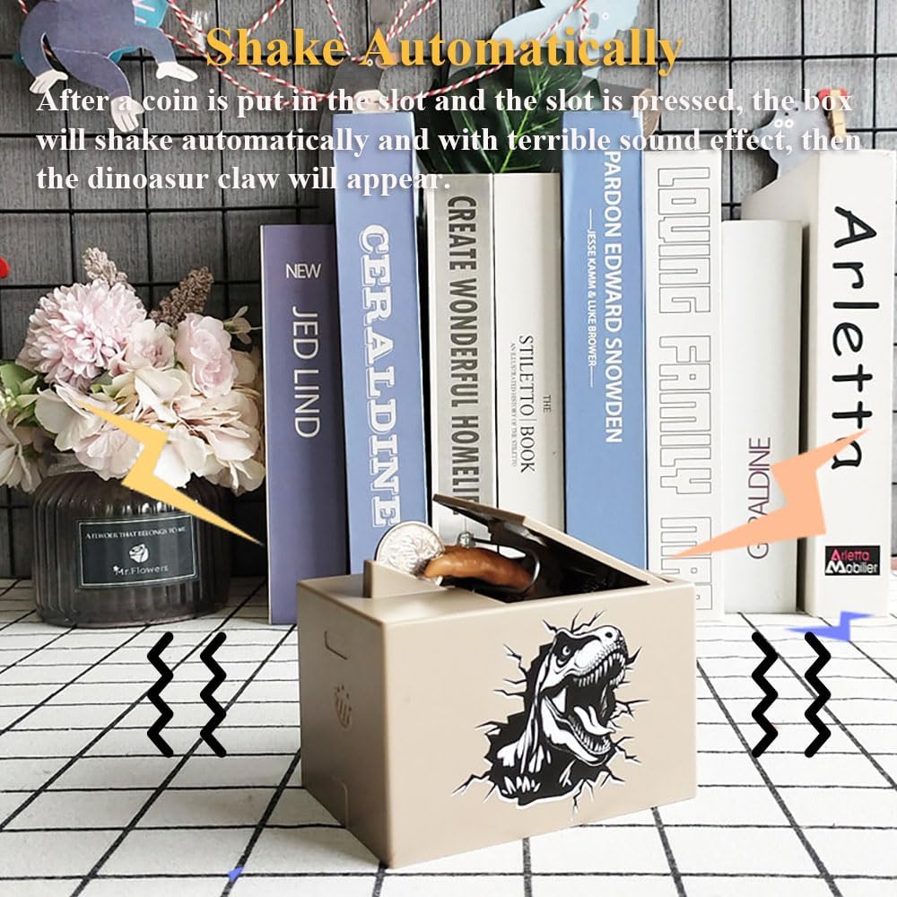 Dinosaur Claw Money Bank, Funny Ghost Hand Coin Box Terrible Stealing Coin Bank Dinosaur Money Saving Box Dino Surprise Piggy Bank (Green)
