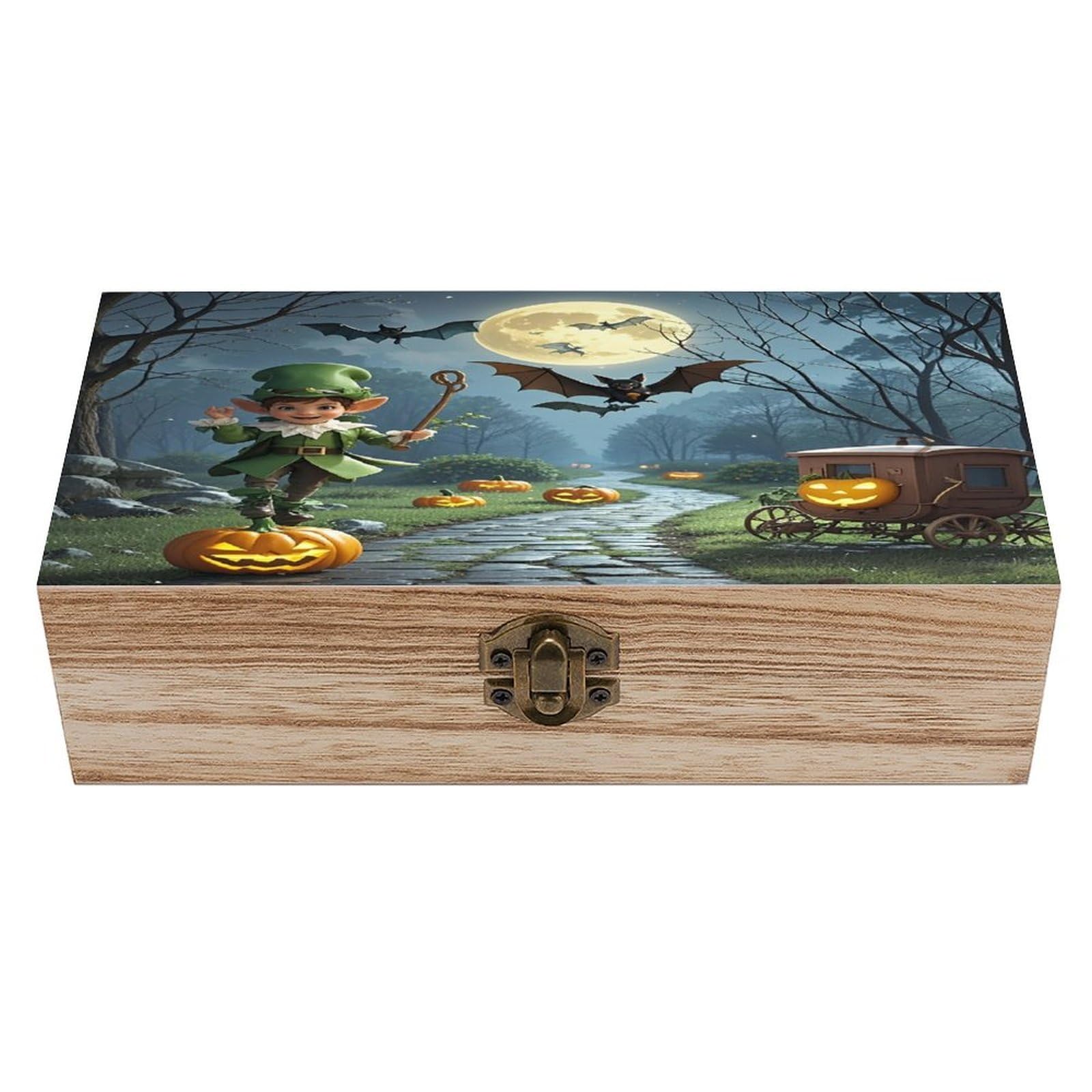 LZQPOEAS Elves And Bats Wooden Box Storage Space to Organize Jewelry in A Beautiful Small Storage Box Decorative Card Boxes Memory Treasure Boxes for Crafts And Photo Storage