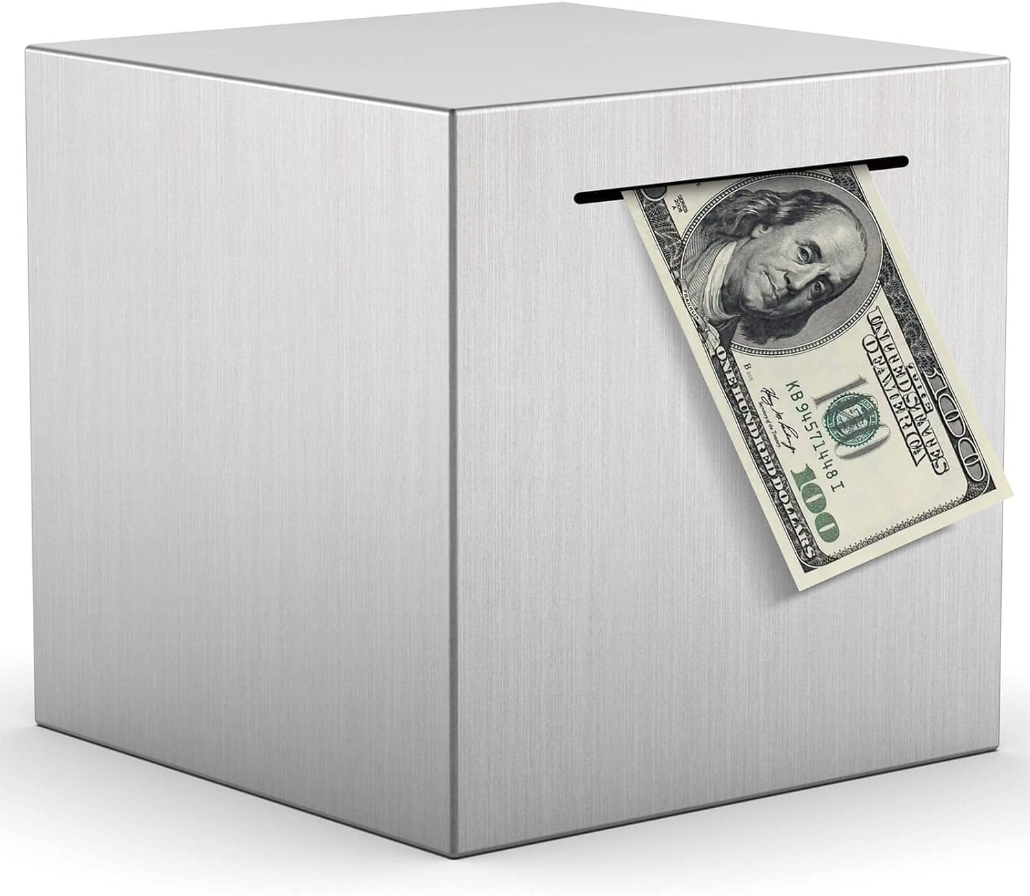 Piggy Bank for Adults Made of Stainless Steel Piggy Bank Must Break to Open Money Savings Box for Cash (Silver, 5.9inches)