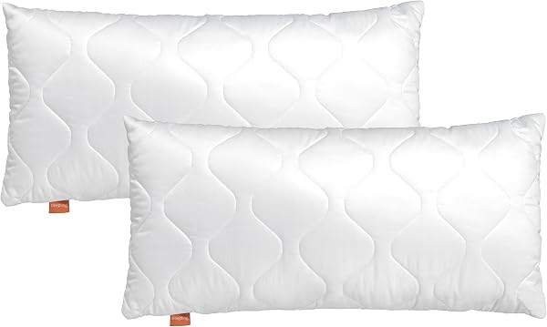 sleepling Kopfkissen 40x80 cm 2er Set, Allergiker Kissen, waschbar, Made in EU, Ökotex, langes Schlafkissen 40 x 80, Bettkissen, Pillow, 2 Stück, Komfort 100 - 1