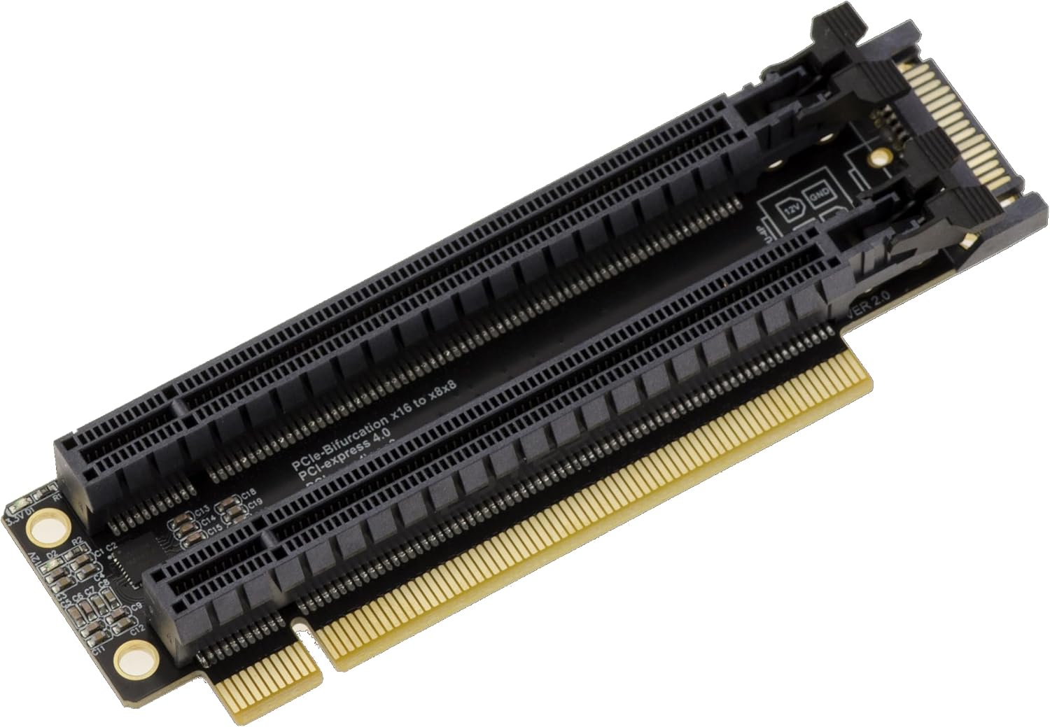 KALEA-INFORMATIQUE Adapter podwajający Riser PCIe Gen 4.0 x16 do rozgałęźnika 2 porty x8 Orientacja 90° przepustowość 32 GB/s w Gen4