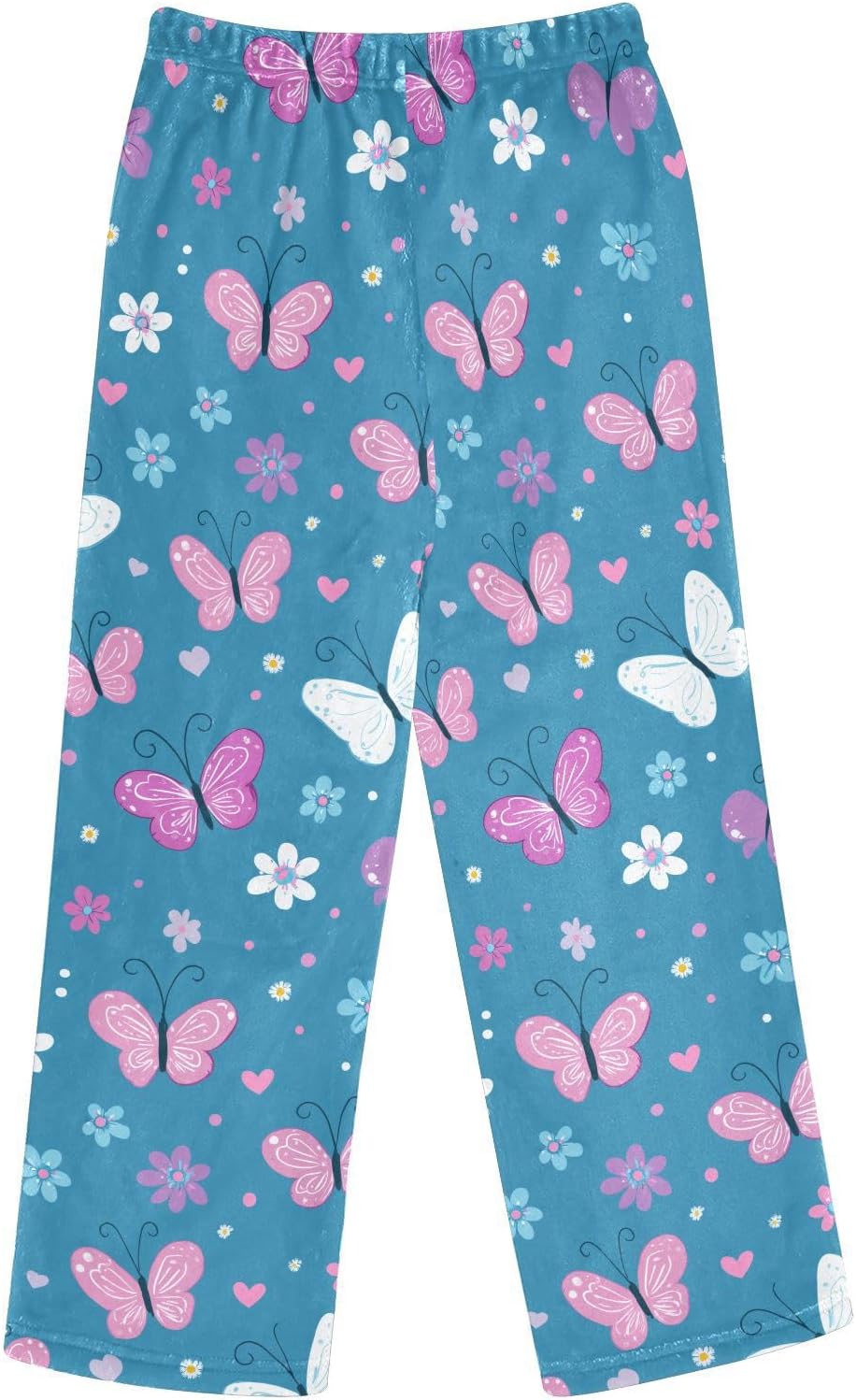 visesunny Butterflies Flowers Blue Boys Pants for Kids Fleece Bottoms Long Jogger Pants Trousers with Pockets Size 6-14Y